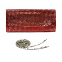 Evening Bag - Jeweled Acrylic Beads w/ Flap – Red – BG-100317R